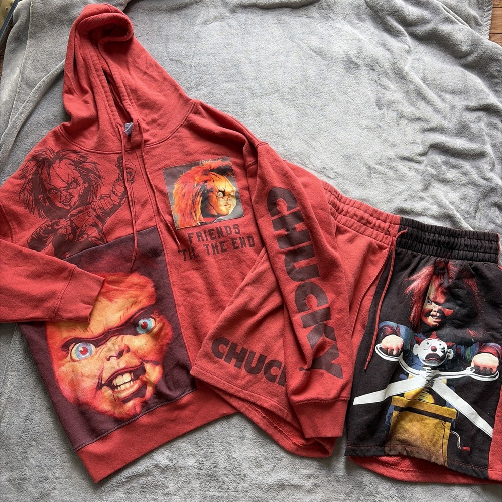 Chucky Child's MEN SIZE L‎ 42-44 Play Pullover Hoodie Sweatshirts & Shorts